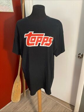 Topps Black Tee with Red and White Logo